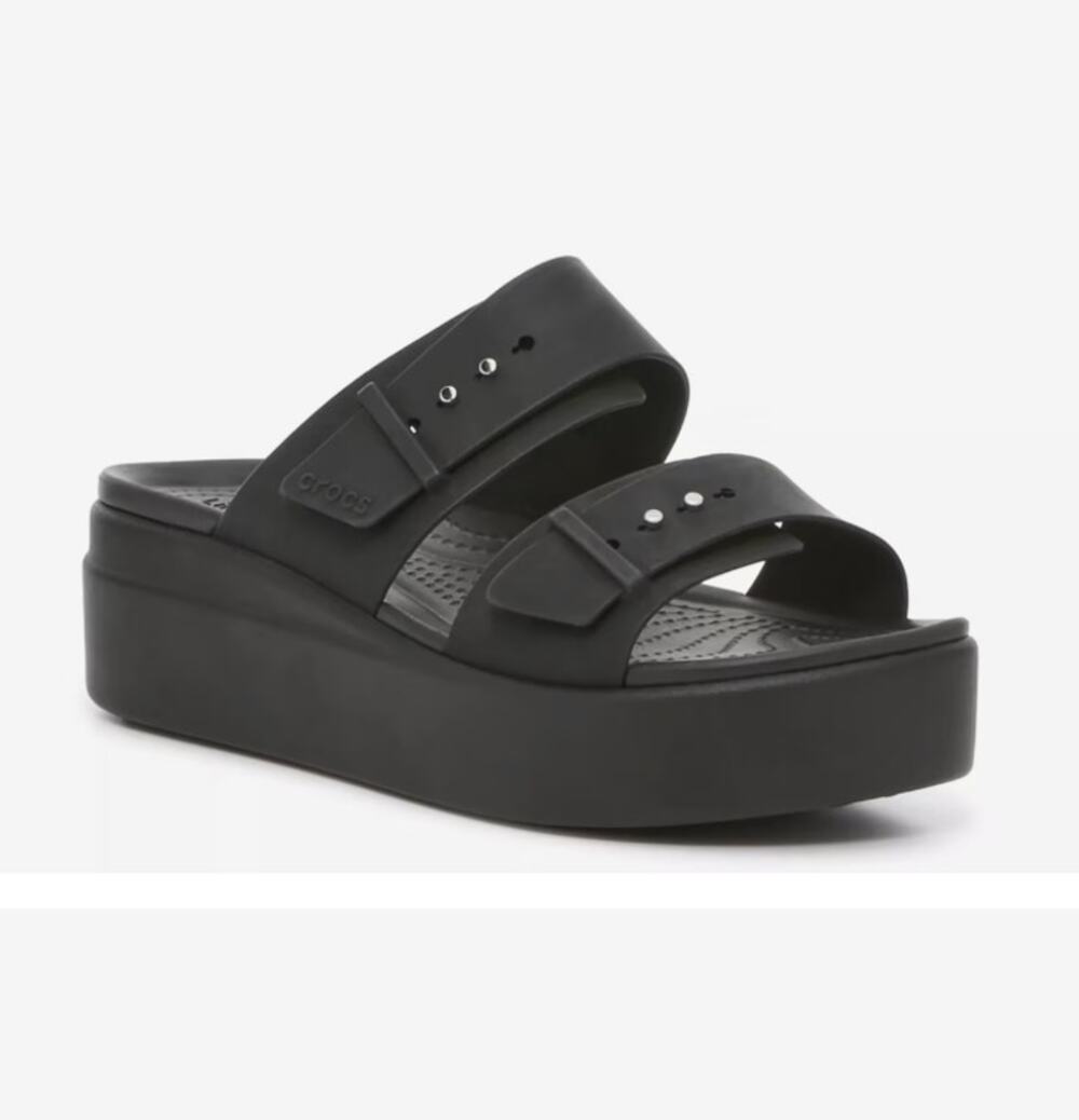 Crocs Brooklyn Low Wedge Black Platform Sandal Size 7